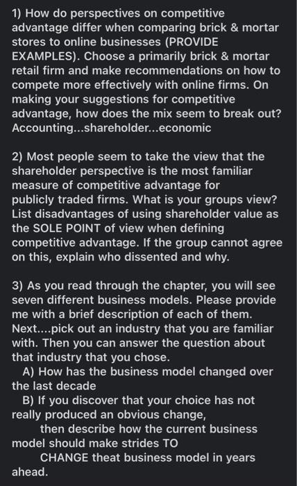 answer #3 only 1) How do perspectives on