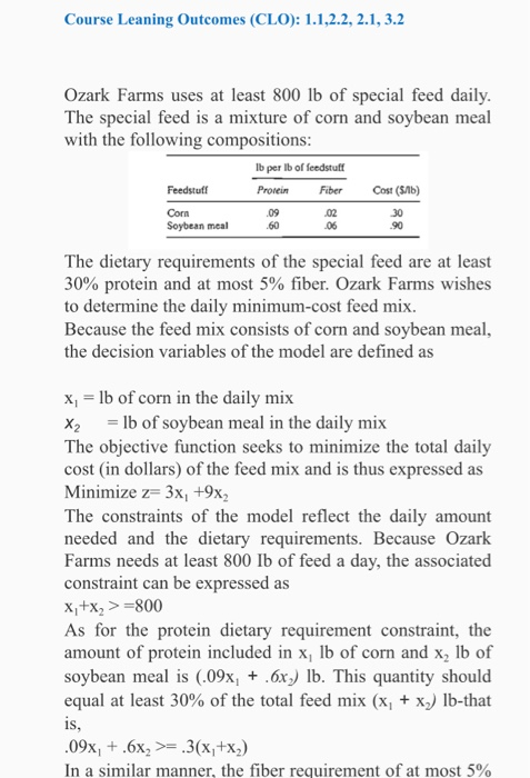Course Leaning Outcomes (CLO): 1.1,2.2, 2.1, 3.2