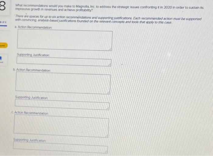 3 What recommendations would you make to Magnolia