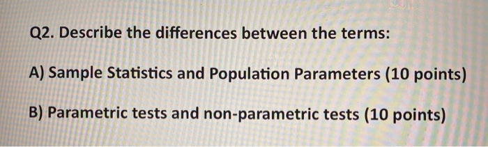 Q2. Describe the differences between the terms: