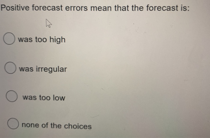 Positive forecast errors mean that the forecast