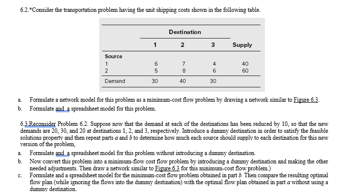6.2. *Consider the transportation problem having