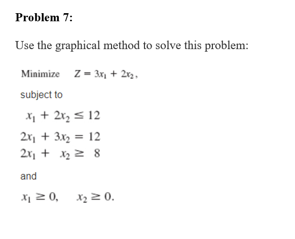 Operations research Problem 7: Use the graphical