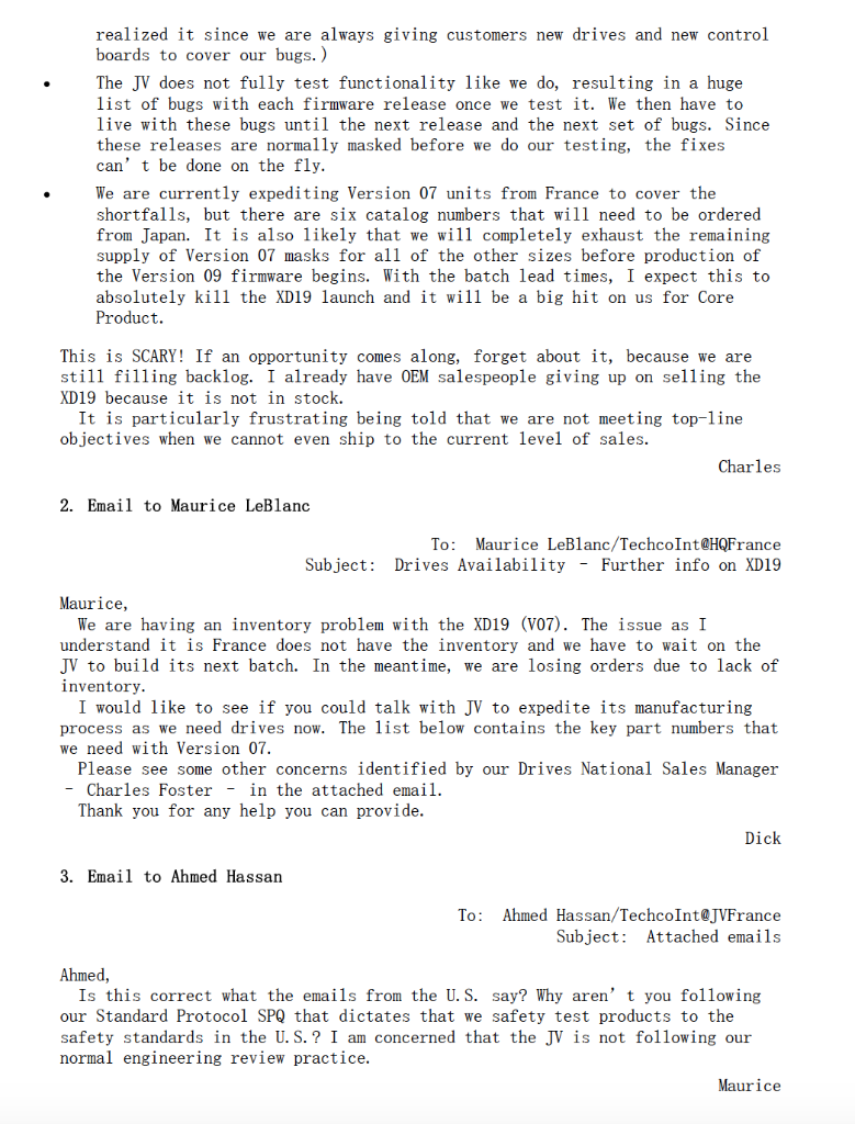 How did each recipient interpret the email(s)?