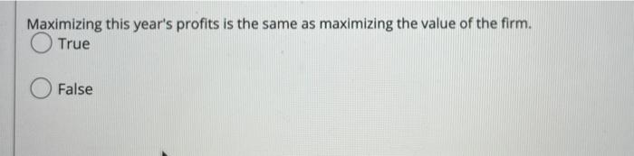 Maximizing this year's profits is the same as
