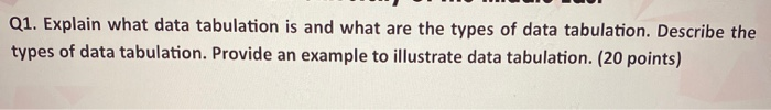 Q1. Explain what data tabulation is and what are