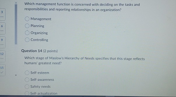 Which management function is concerned with