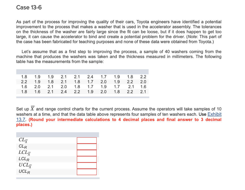 Case 13-6 As part of the process for improving