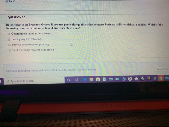 False QUESTION 30 In the chapter on Presence,