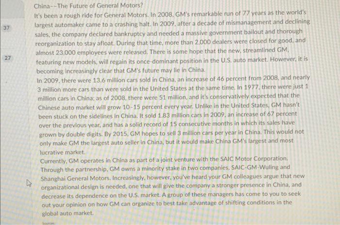 please help 37 27 China-- The Future of General