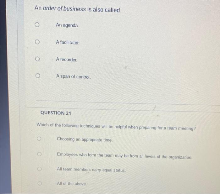 An order of business is also called An agenda. A