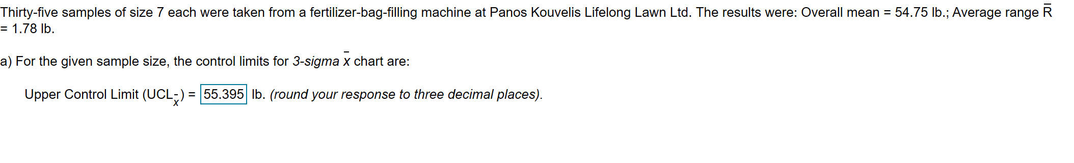 Thirty-five samples of size 7 each were taken