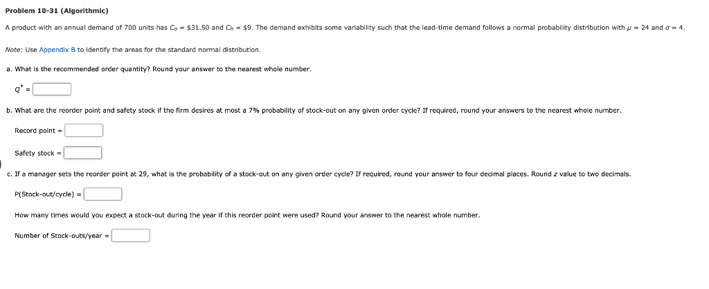 Problem 10-31 (Algorithmic) A product with an