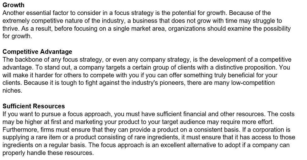 Growth Another essential factor to consider in a