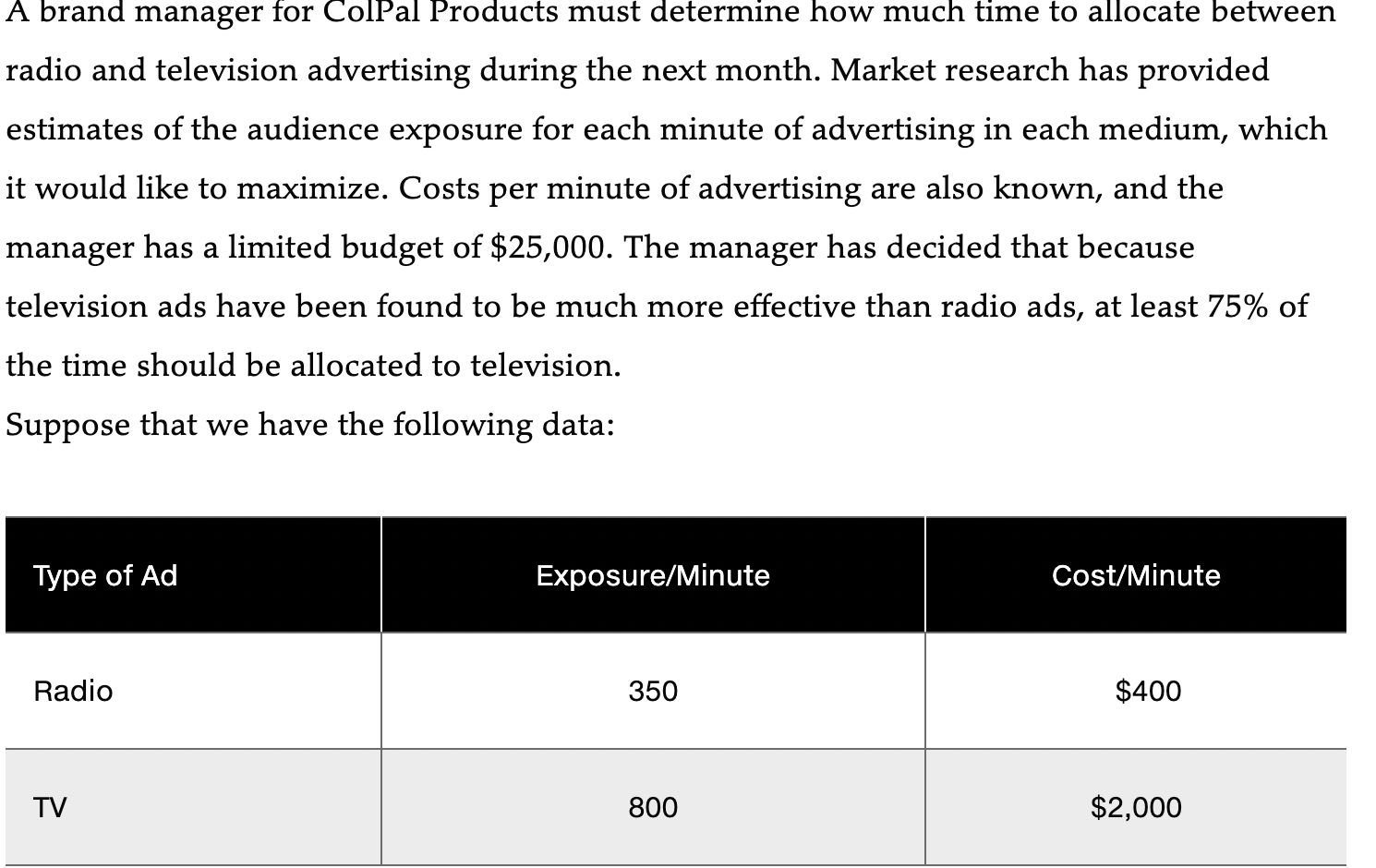2. For the ColPal Products scenario (Problems 50