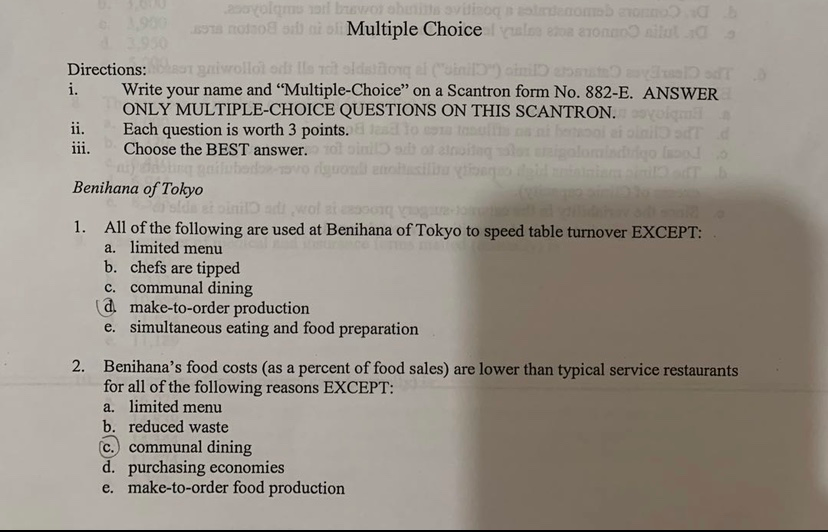 t o ni Multiple Choice to bilo Directions: rollo