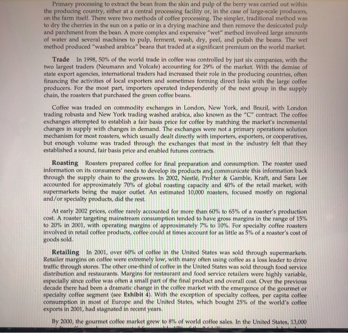 Primary processing to extract the bean from the