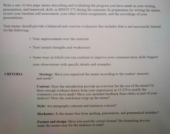 please write self-evaluation memo for my