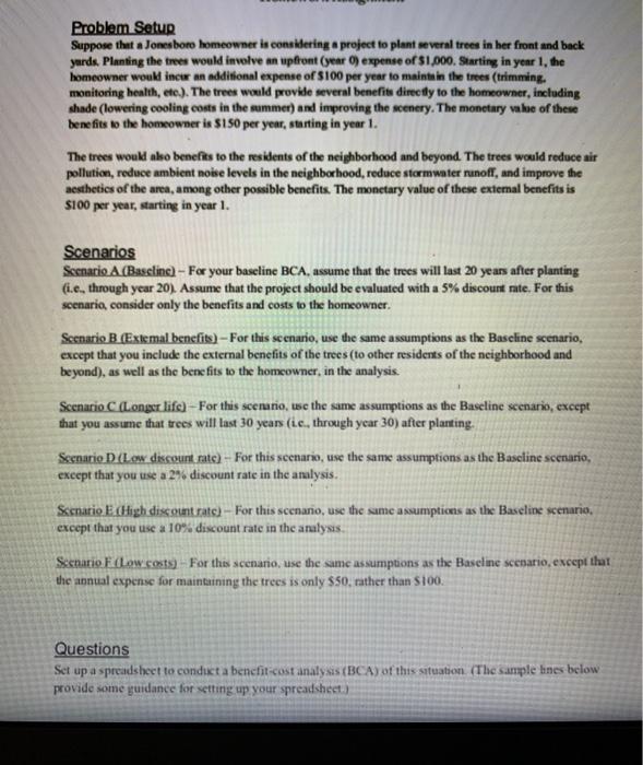 please fill in table Problem Setup Suppose that a