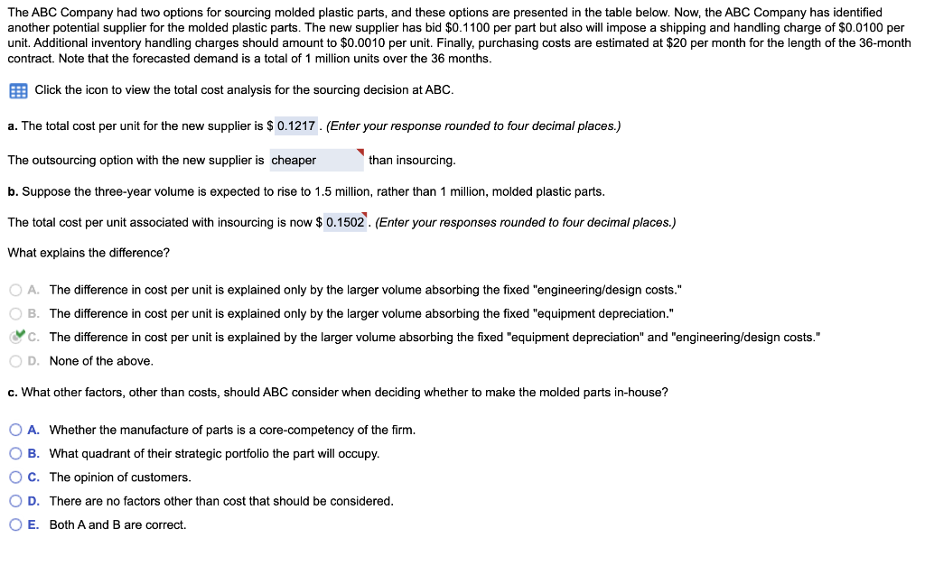 Answer C only please. The ABC Company had two