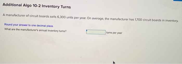 Additional Algo 10-2 Inventory Turns A