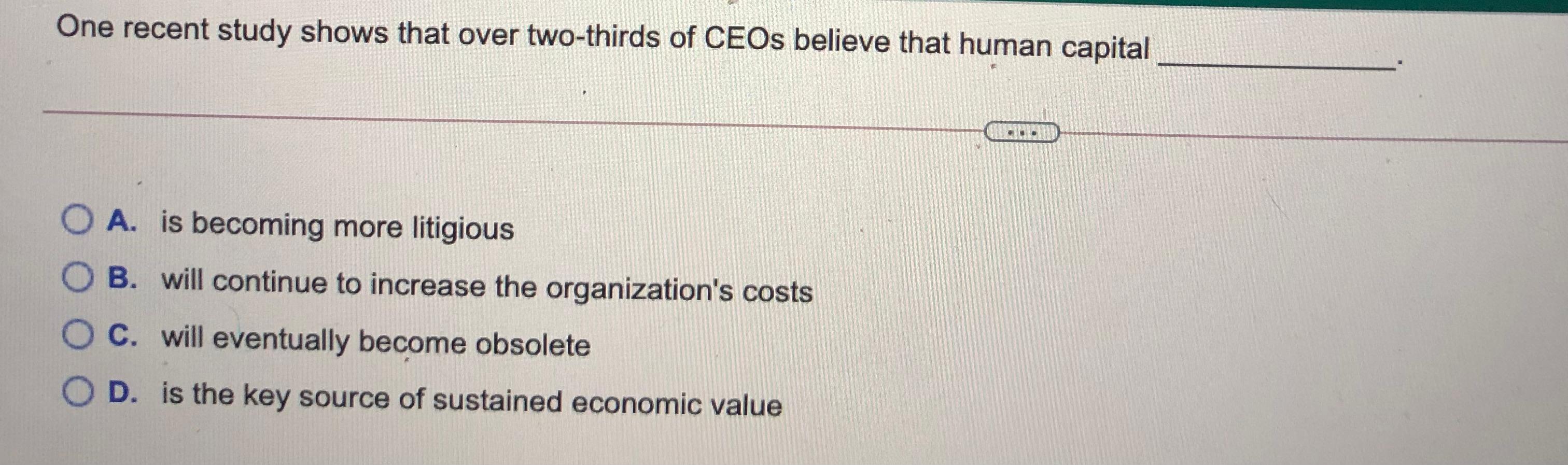 Answer the following One recent study shows that