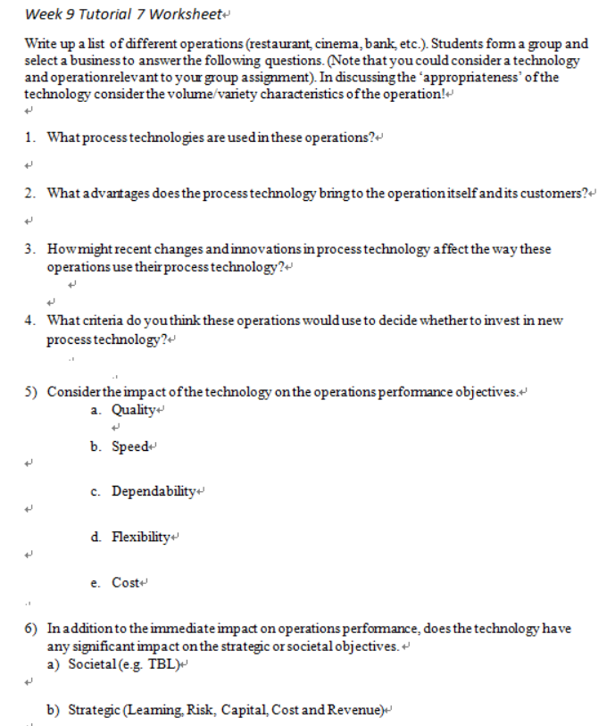 Only answer question 6 Week 9 Tutorial 7