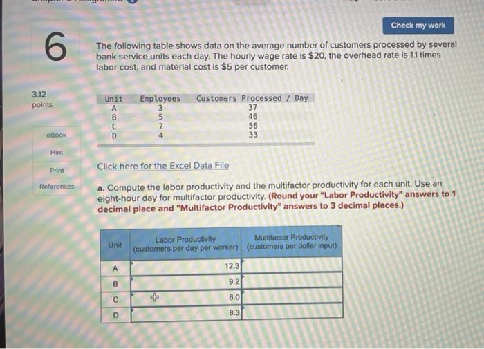 v The following table shows data on the average