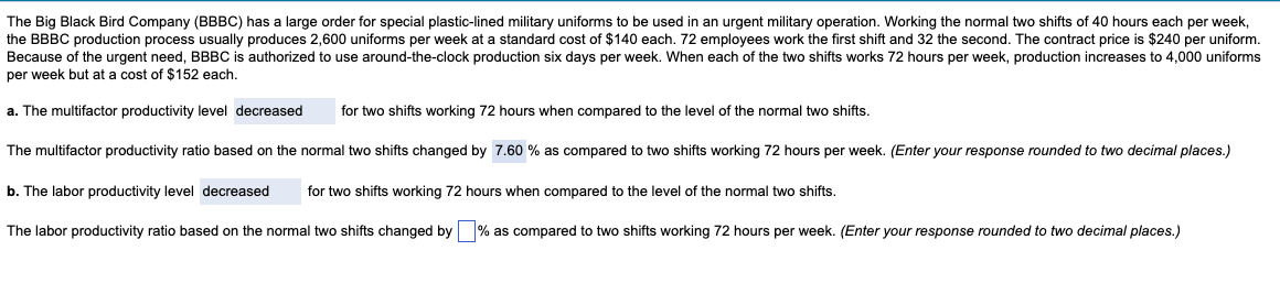 Please answer: b. Did the labor productivity