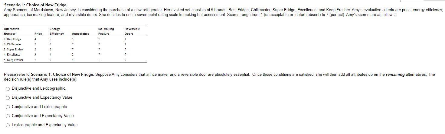 decision rule(s) that Amy uses include(s)