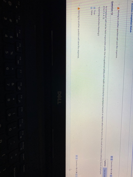 Question Completion Status Moving to another