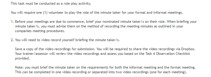 This task must be conducted as a role play