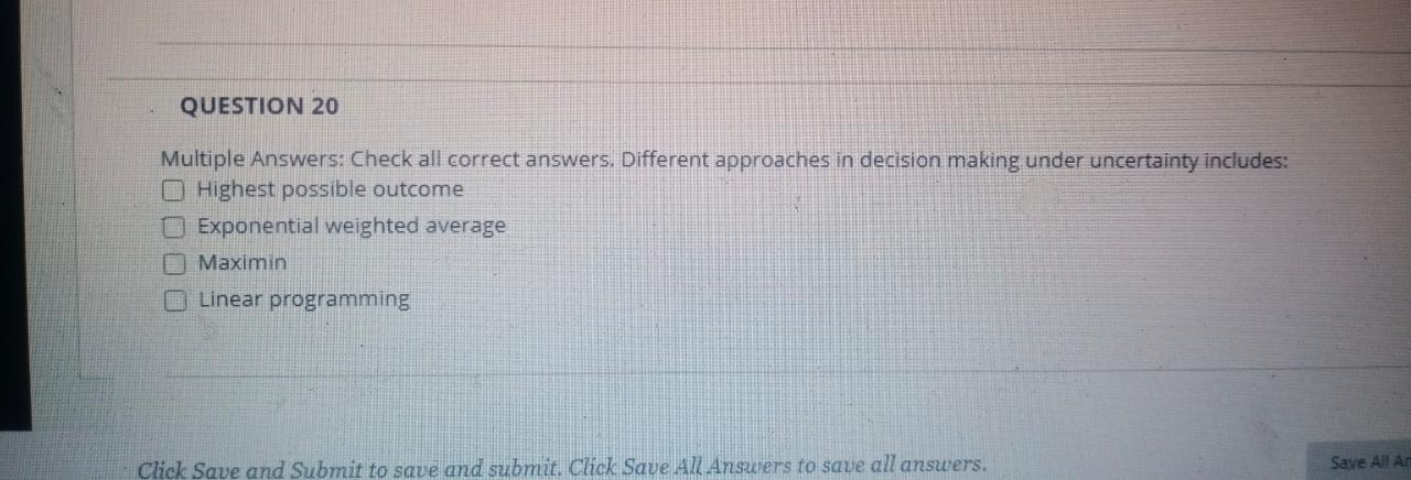 QUESTION 20 Multiple Answers: Check all correct