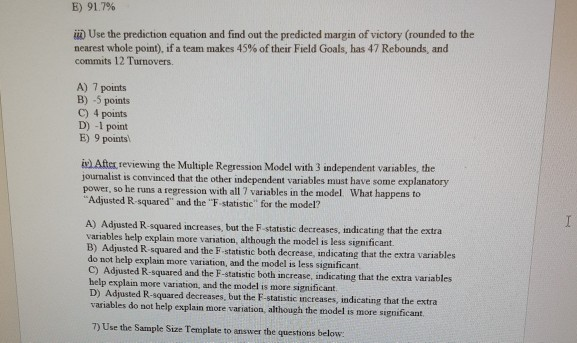 E) 91.7% in Use the prediction equation and find