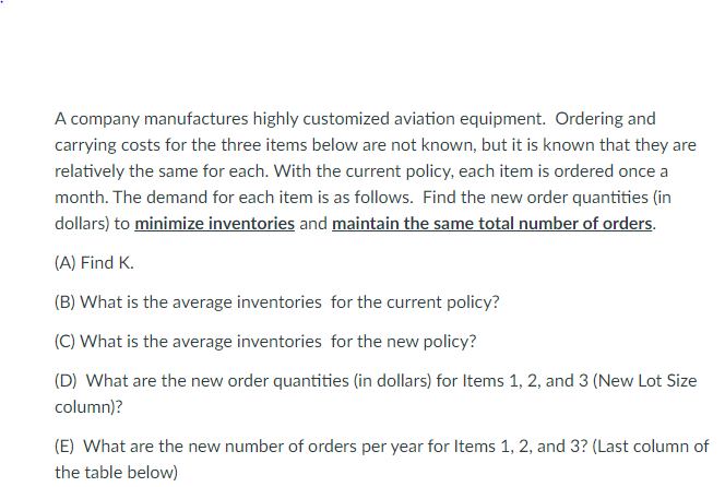 A company manufactures highly customized aviation