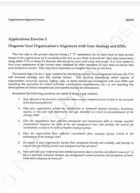 kindly assist Organizational Alignment Exercise