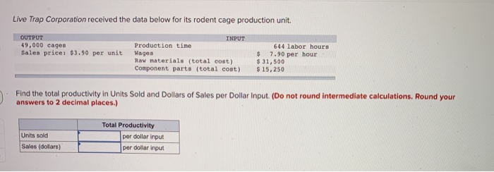 Live trap corporation received the data below for