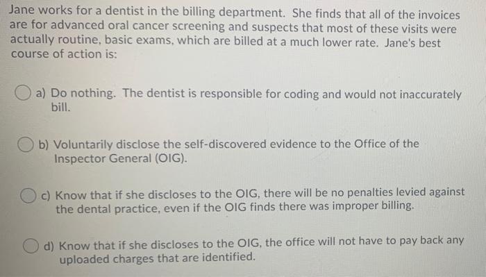 health law Jane works for a dentist in the