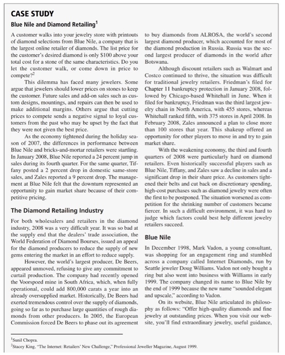 Case study : Blue Nile and diammond retailing * i