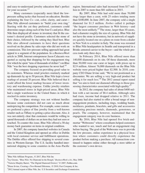 Case study : Blue Nile and diammond retailing * i