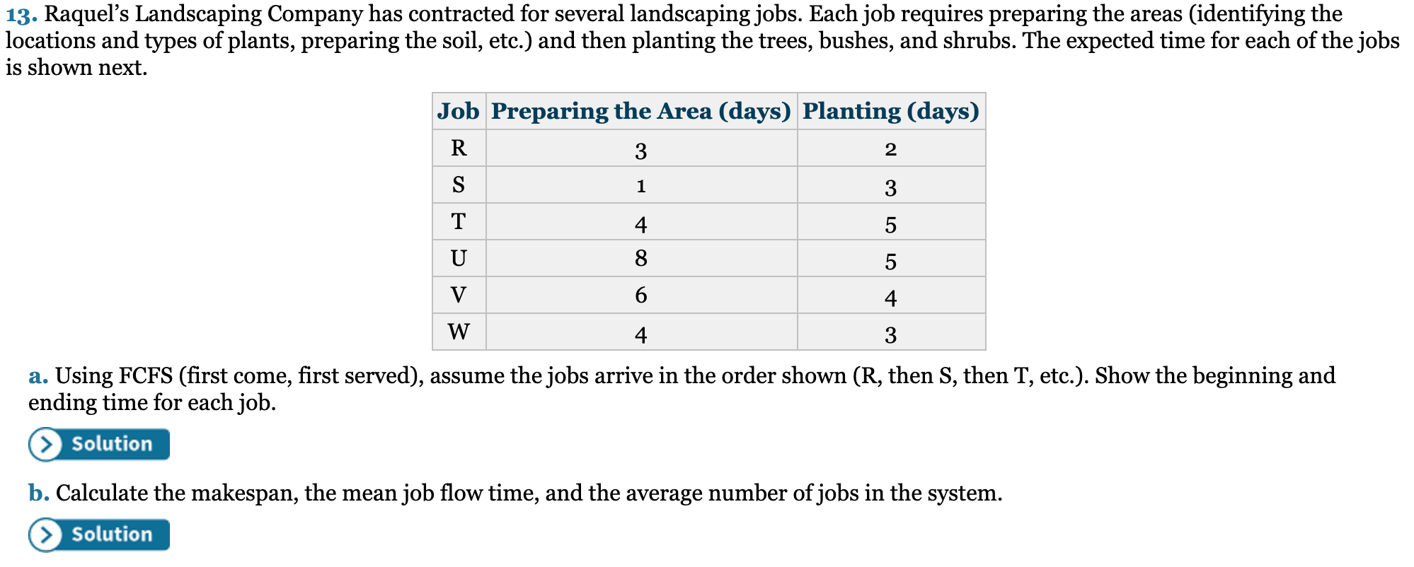 13. Raquel's Landscaping Company has contracted