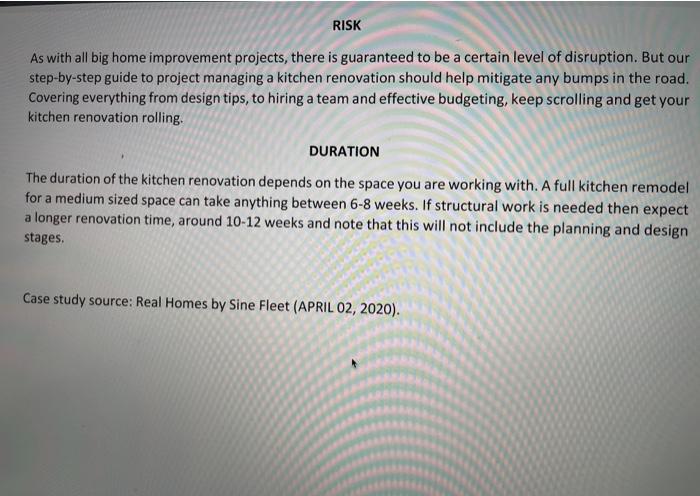 PROJECT CASE STUDY: KITCHEN RENOVATION SCENARIO