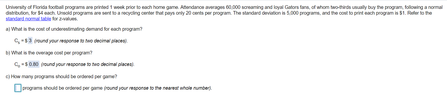 (d) What is the stockout risk for this order