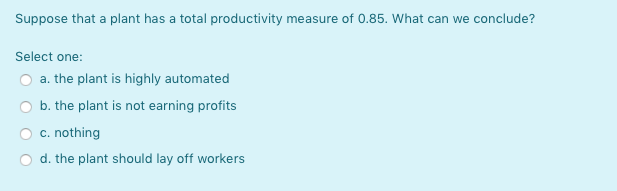 Suppose that a plant has a total productivity