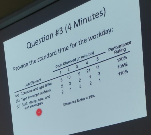 Question #3 (4 Minutes) - Performance Rating 120%