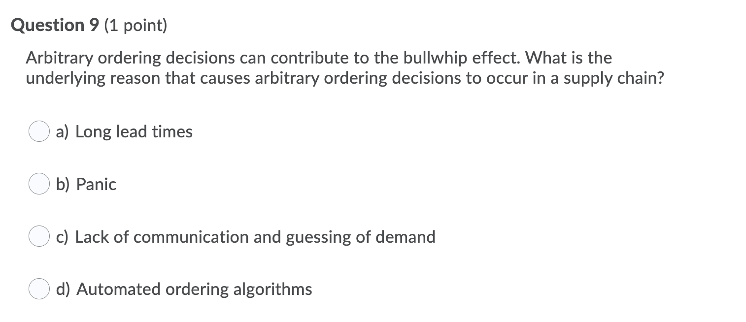 Question 7 (1 point) Which of the following is
