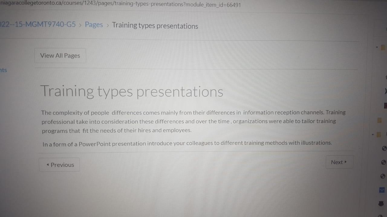 Training types presentations The complexity of