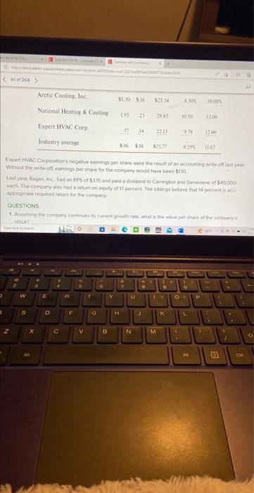 case study, Stock valuation at Regan,Inc Chapter