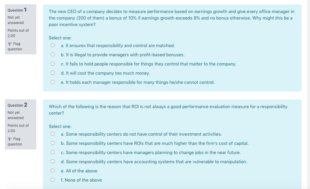 Question 1 Not yet answered The new CEO of a