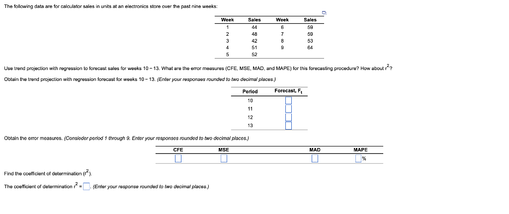 The following data are for calculator sales in